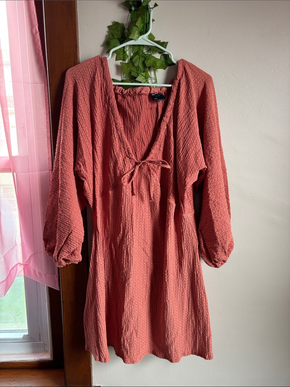 ASOS Coral Textured Tie-Front Dress